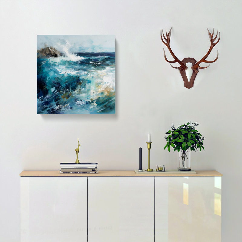 Ocean Gestural No.3 - No Frame Print, 50cm H x 50cm W x 3cm D