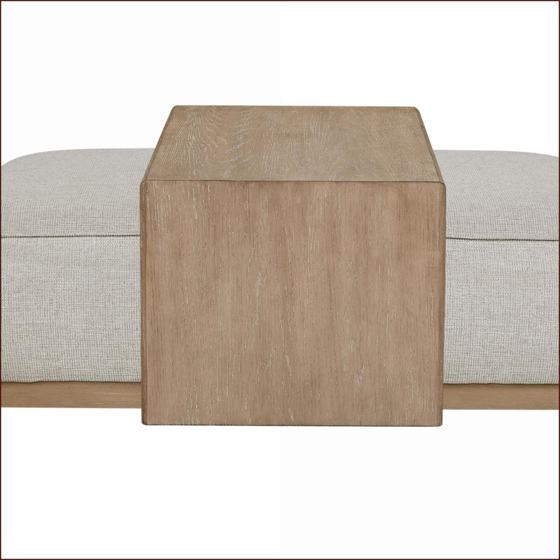 Repose-pieds avec plateau - Polyester gris anthracite, base chêne | Accents noyer brun | Bois massif