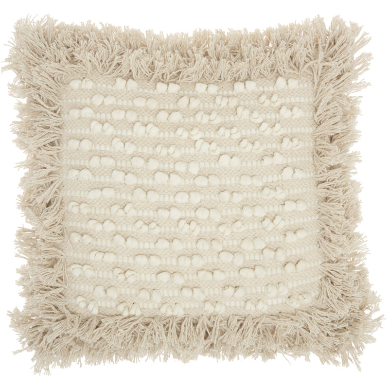 Fringed Cotton Throw Pillow