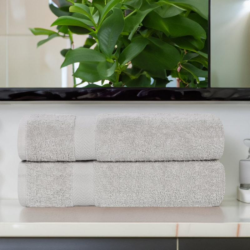 Drap de bain 100% coton à séchage rapide Franklin, Argent argent, 2 Pieces Towel Set