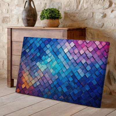 Canvas Create An Abstract Artwork Featuring A Vibrant Mosaic Pattern Composed Wall Art Of Interlocking Diamond Shapes Showcasing A Canvas Wall Art