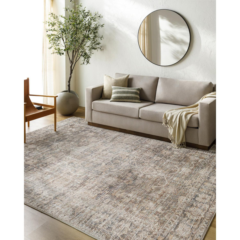 Large Blue Synthetic Rectangular Machine Woven Area Rug