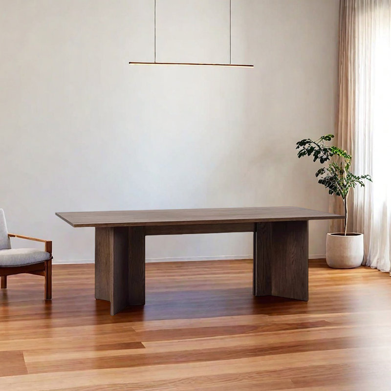 Table de salle à manger en chêne, H 29,53 po x L 86,61 po x l 35,43 po, Tanné