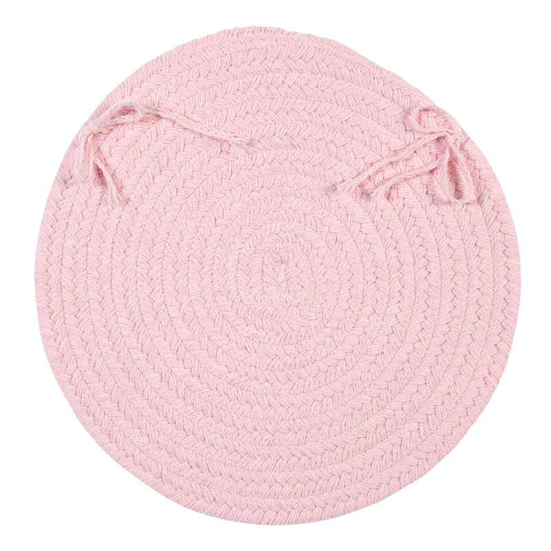 Blush Pink Wool Blend Braided Chair Pads Set of 4