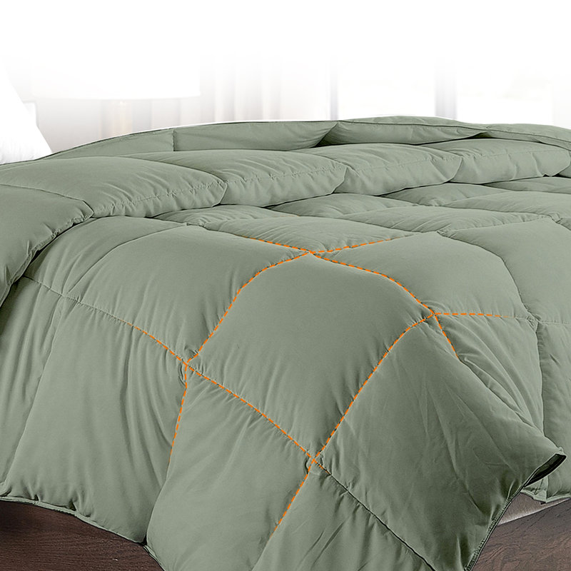 Édredon en duvet synthétique hypoallergénique toutes saisons, Sauge, Édredon grand