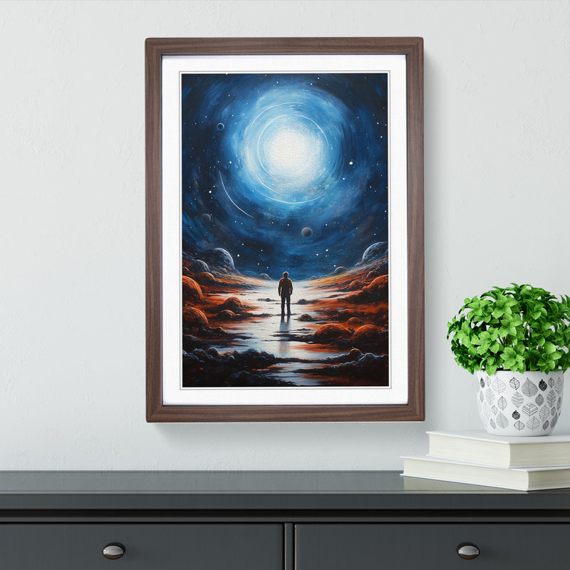 Single Picture Frame Print on Wood, Walnut Framed, 46cm H x 34cm W