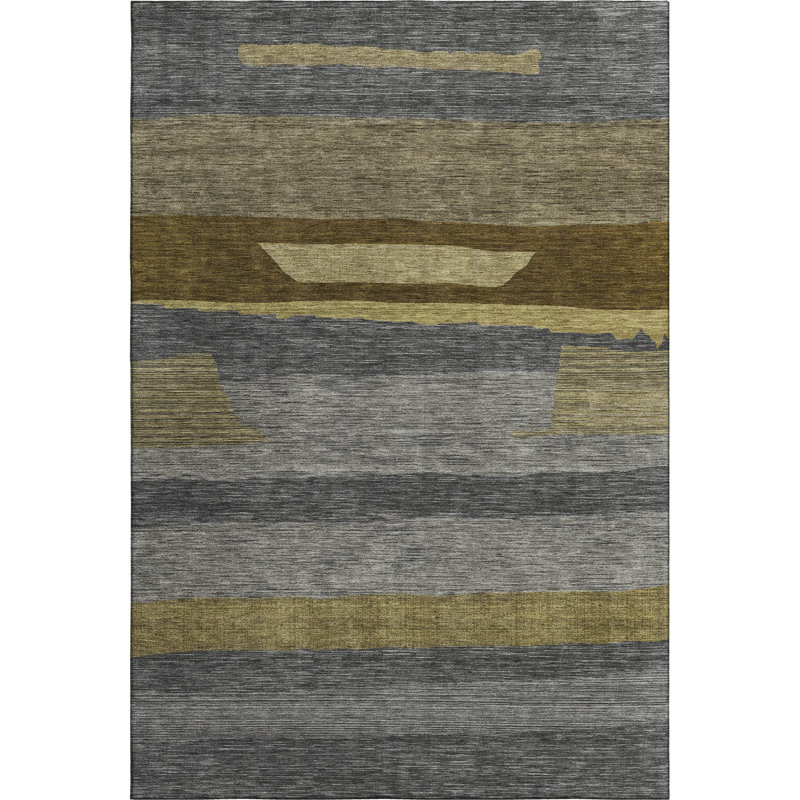 Premium Machine Washable Lubbers AMF1736 Stripe Rug, Rectangle 2'6" x 3'10"