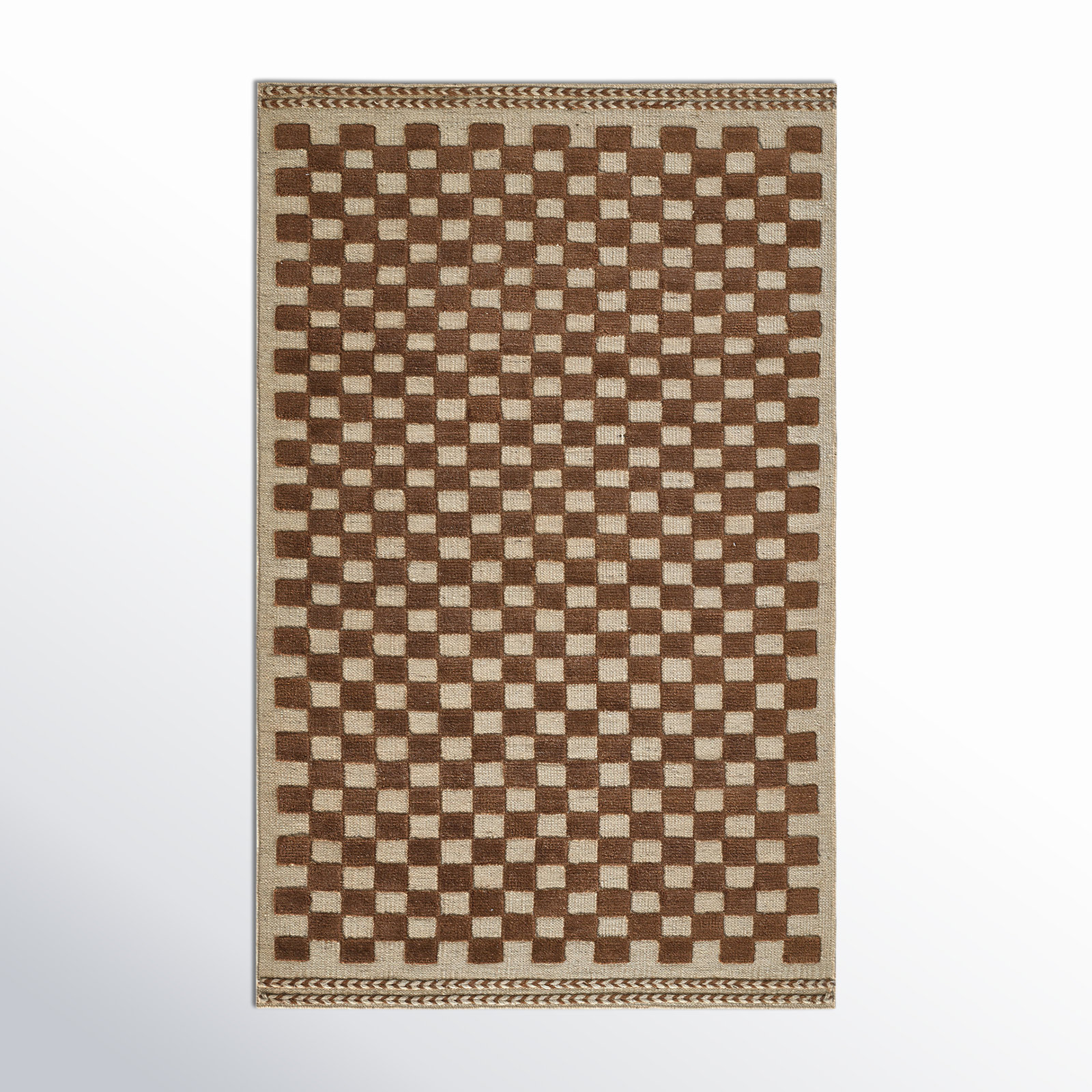 Azle Handmade Wool Brown Rug, Rectangle 8' x 10'