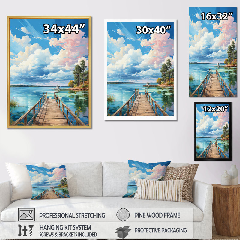 «Ronja Pier And Dock Tranquil II», reproduction sur toile, H 44 po x l 34 po x P 1,5 po, Cadre photo argenté