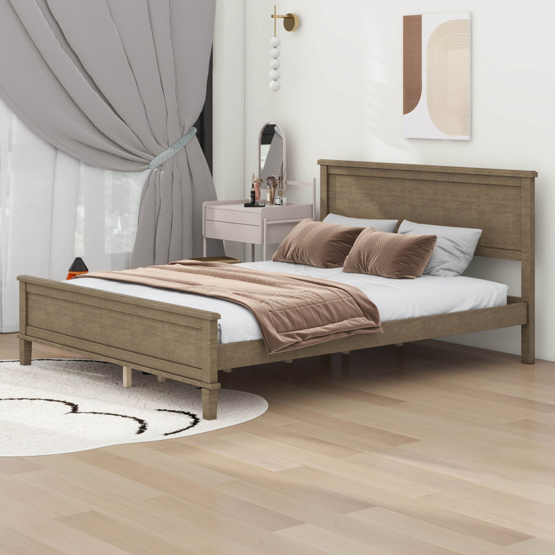 Lit plateforme en bois Burt, Brun, Grand lit