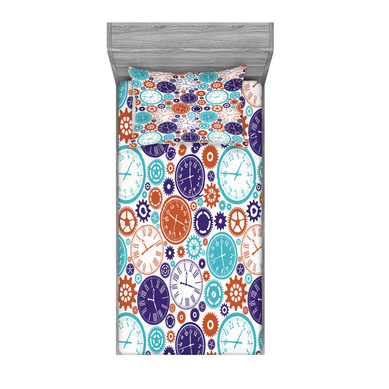 Microfiber Abstract Sheet Set, Twin Sheet Set with 1 Pillowcase