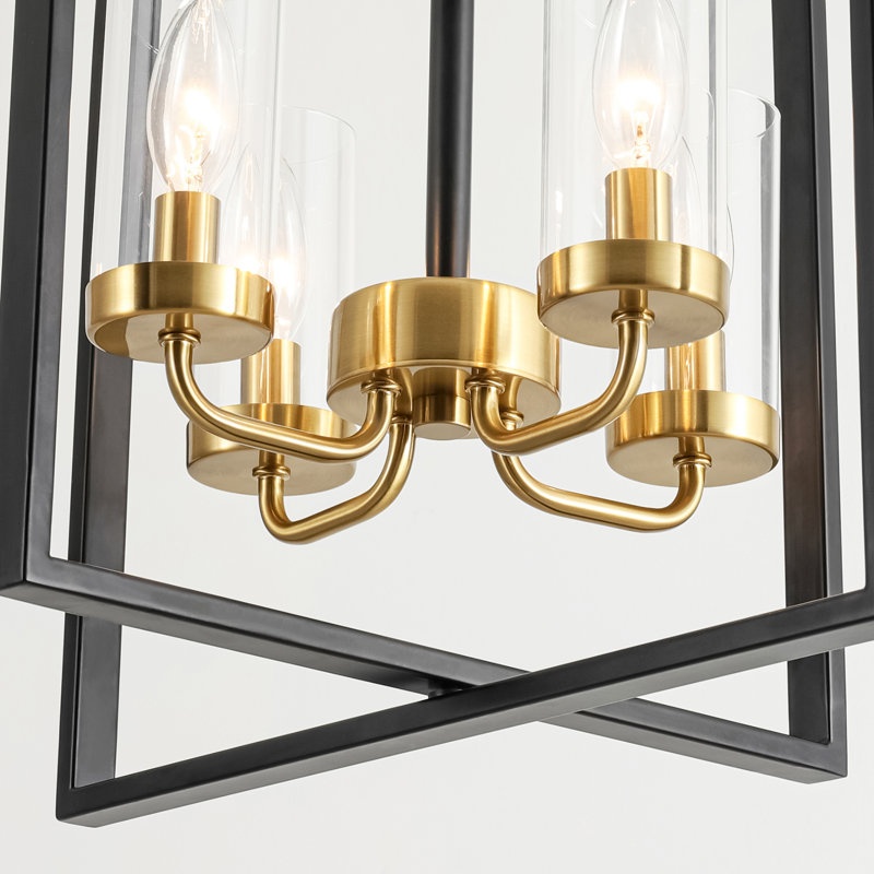 Lustre moderne à 4 lumières avec abat-jour en verre transparent