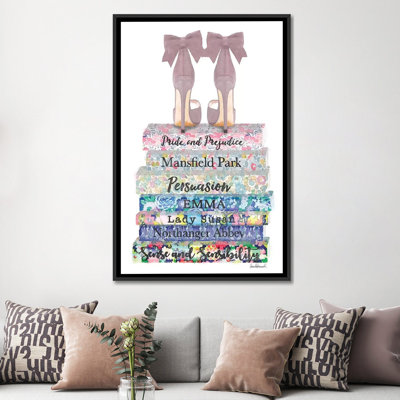 Austen Flower, livres avec chaussures, reproduction sur toile