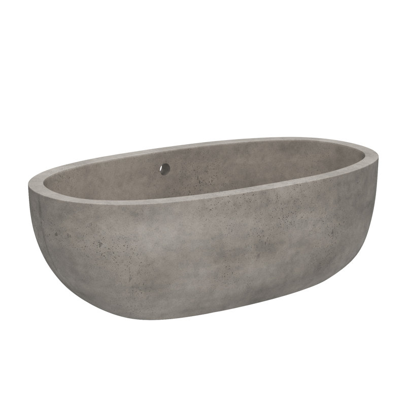 Avalon NativeStone Freestanding Soaking Cement Bathtub, 22" H x 36" W x 66" L, Ash