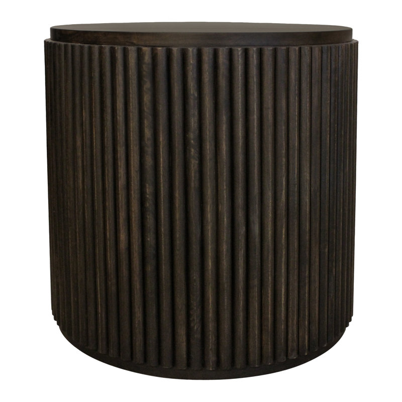 Annakiya Round End Table In Dark Brown Finish On Mango Wood