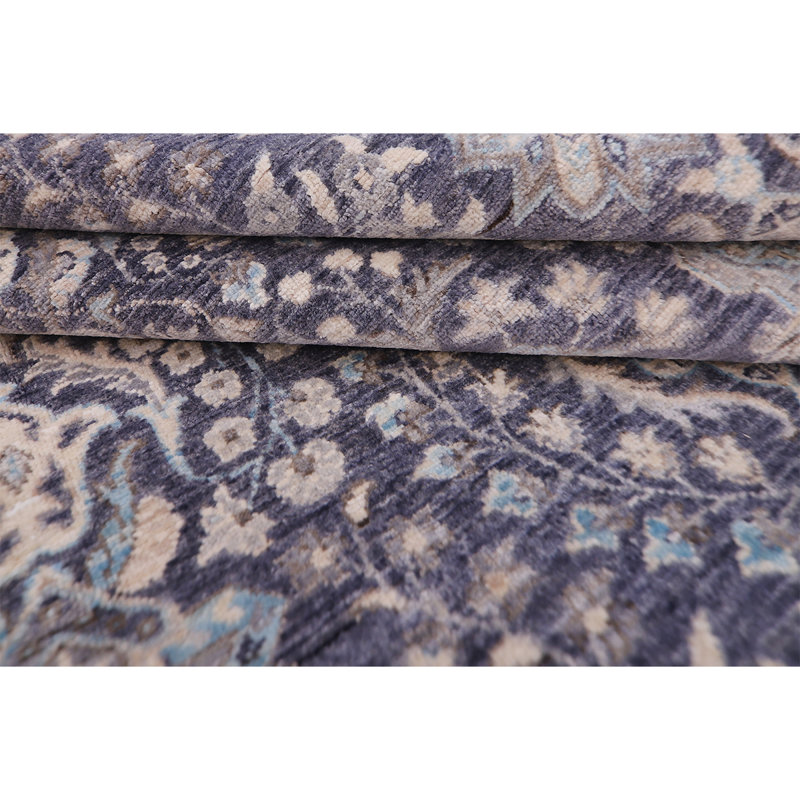 Tapis gris foncé / ivoire de haute qualité noué à la main Ziegler 3000
