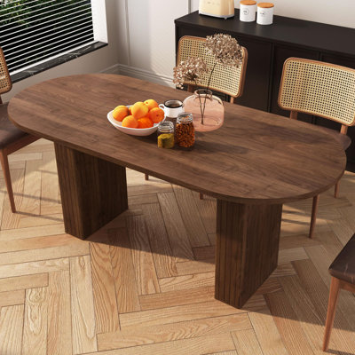 Table de salle à manger 70,8 po de style campagne moderne pour 4 à 6 personnes avec base en bois