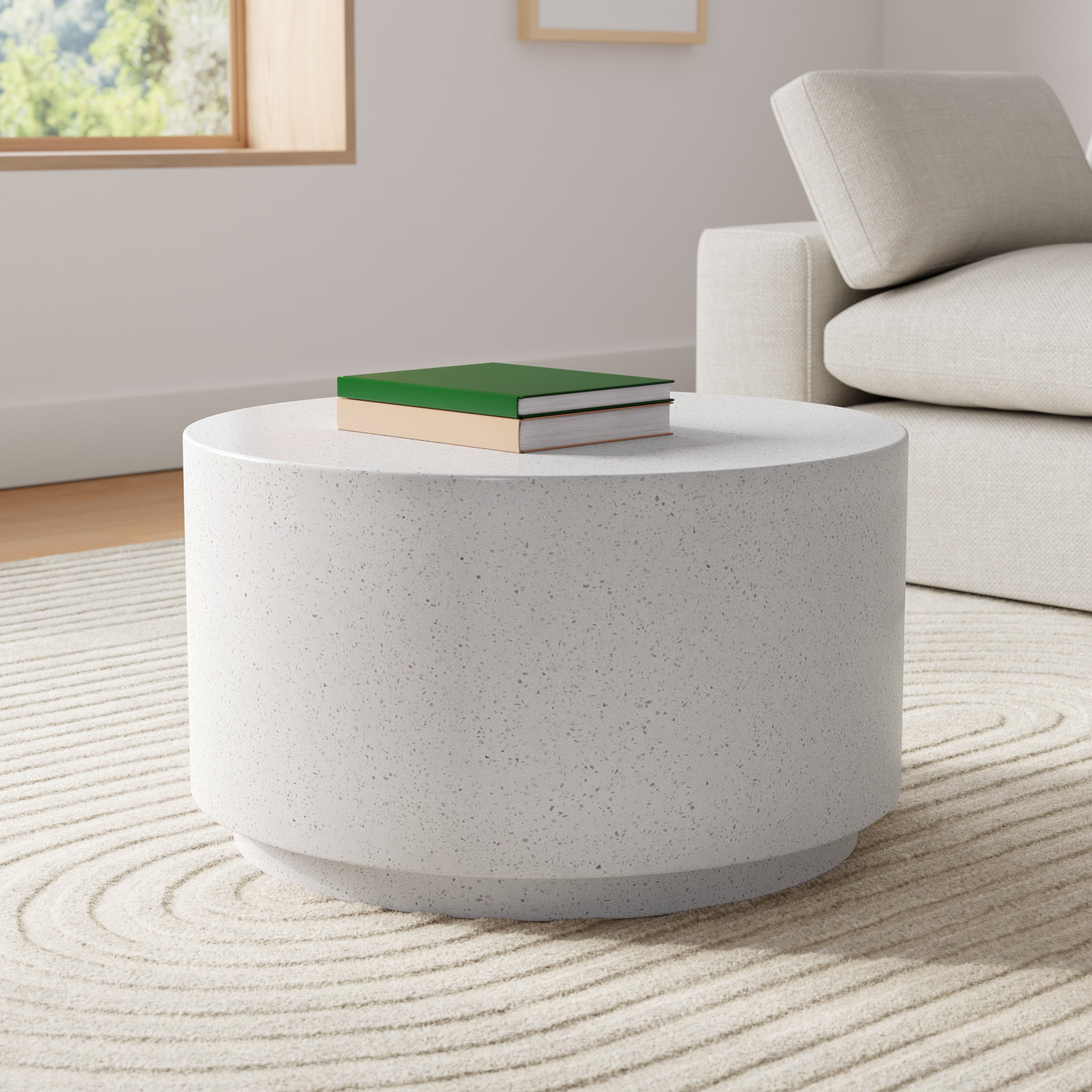 Sur 28" Concrete Drum Coffee Table