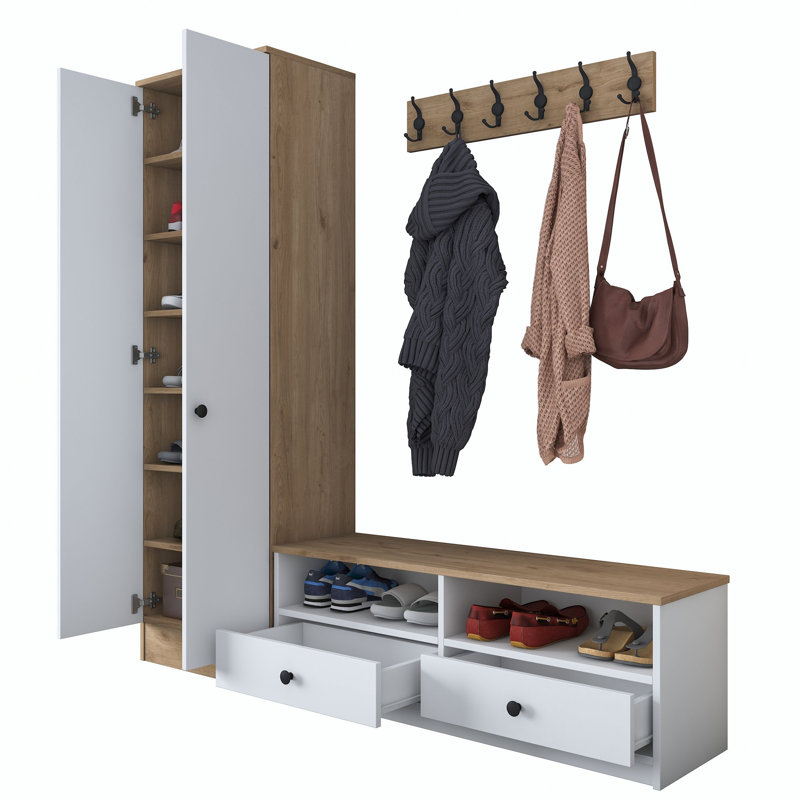 Portemanteau avec banc et rangement pour chaussures, Non