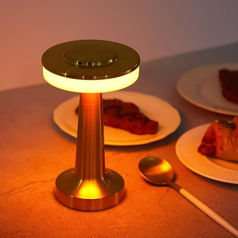 Xzaria Portable LED Metal Table Lamp Rechargeable Night Light with Touch Sensor Control, Rose Gold