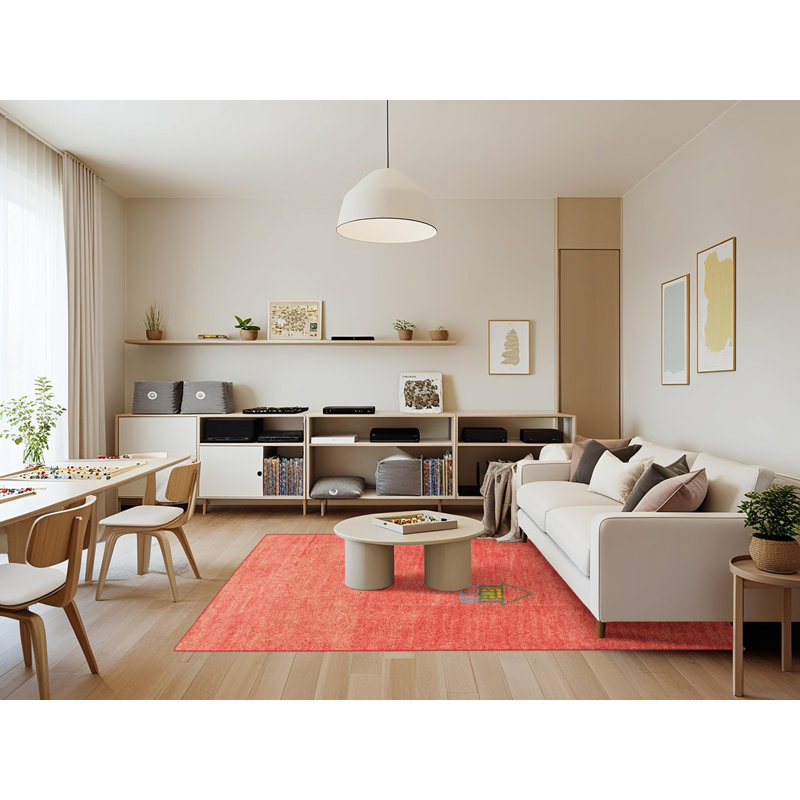 Tapis contemporain corail, Rectangle 7 pi x 9 pi