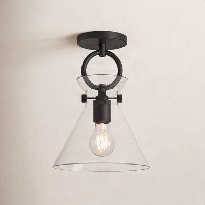 Tiney Single Light Glass Semi Flush Mount