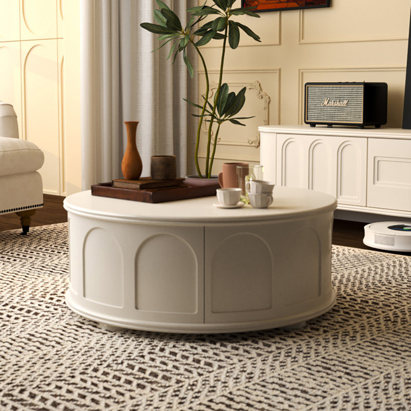 Table basse vintage rétro, Ivoire blanc, Ivoire blanc