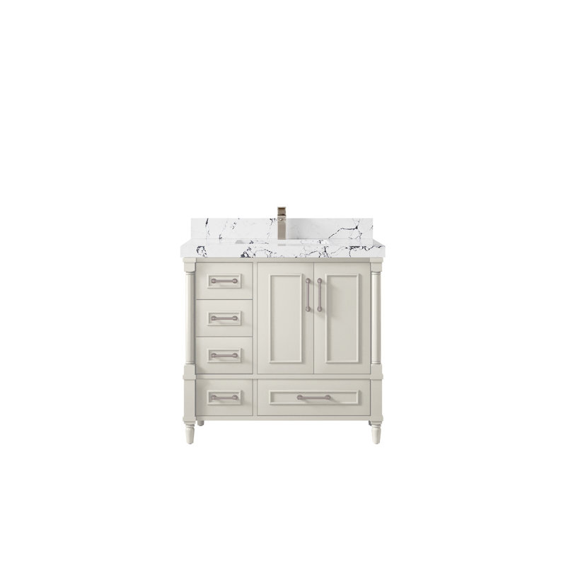 Meuble-lavabo simple 36 po avec comptoir en quartz Aberdeen, Venatino