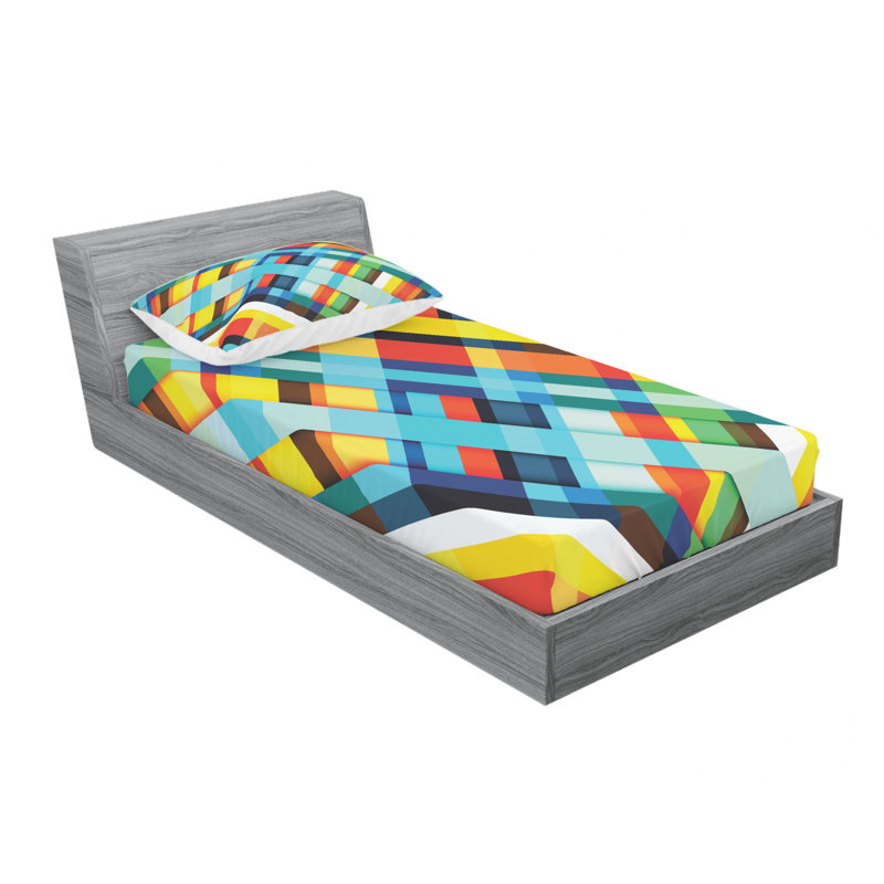 Microfiber Plaid Sheet Set, Twin Sheet Set with Fitted Sheet
