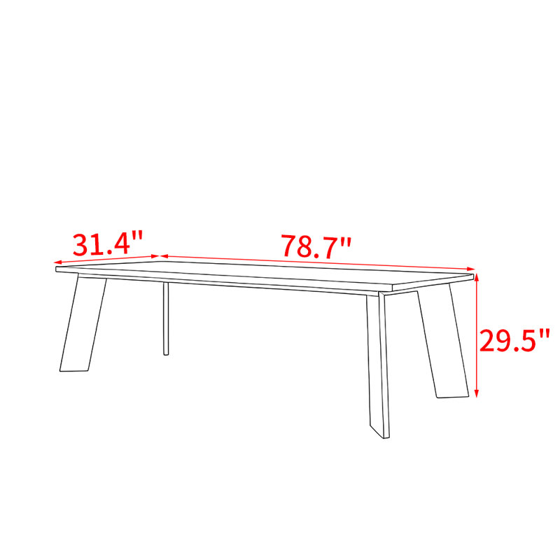 Modern simple solid wood dining table, 29.5"H x 78.7"L x 31.4"W