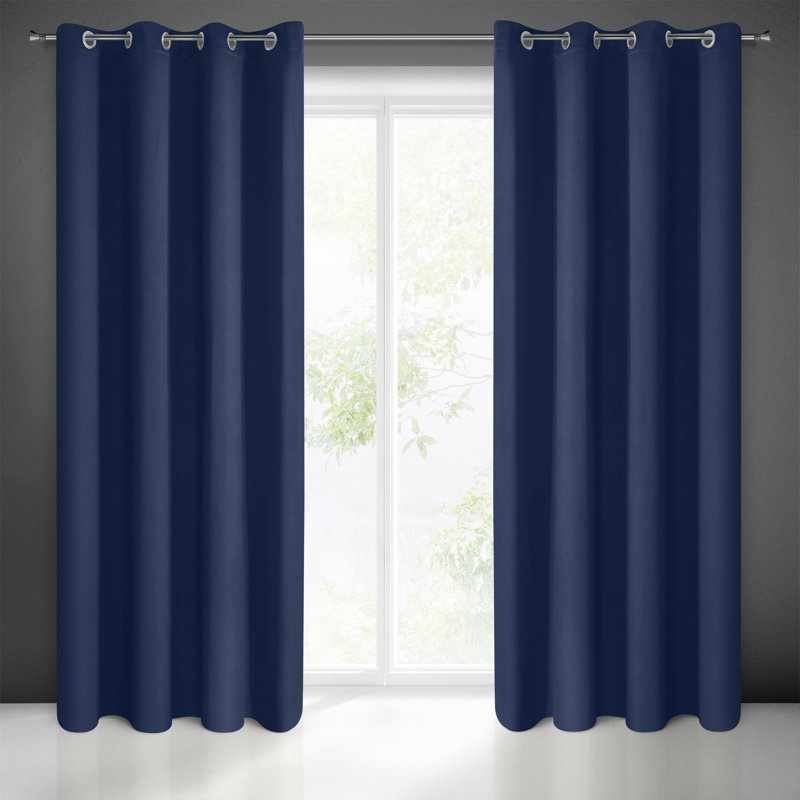 Haidin Adhesive Tape Blackout Curtain, Width 135 x Drop 250 cm, Marine