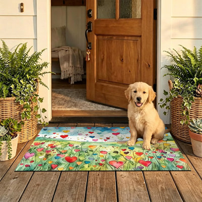  Tapis d'entrée antidérapant pour l'intérieur et l'extérieur, 24 po x 36 po, arbre en forme d'aquarelle