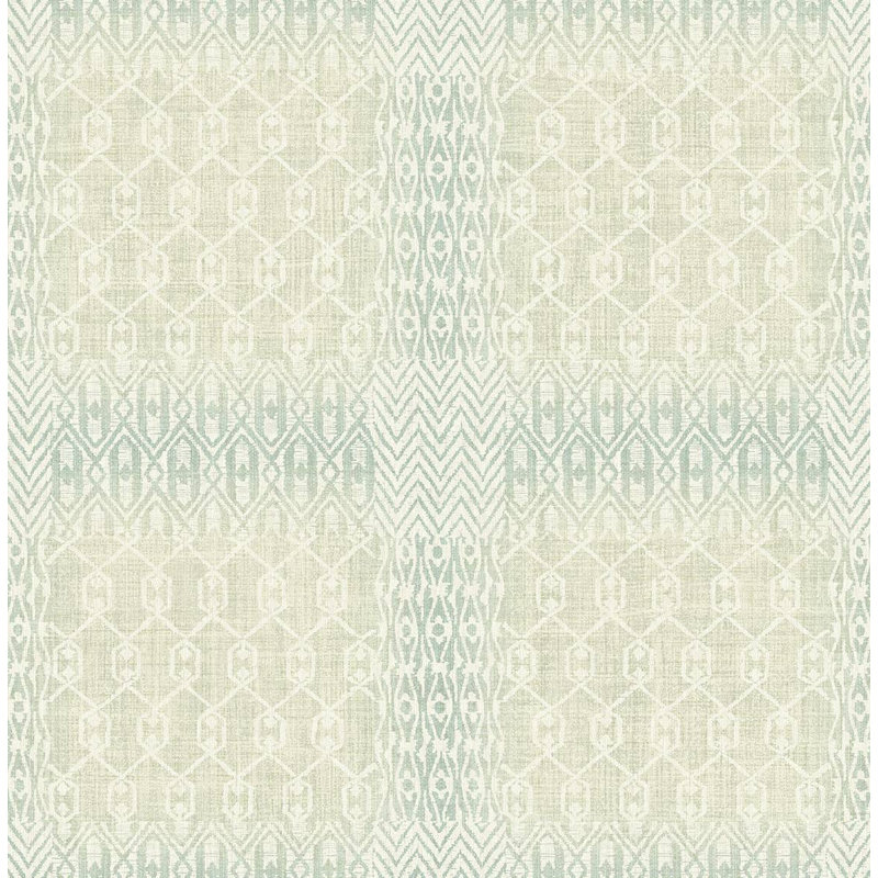Papier peint géométrique Sangita, Lin / turquoise