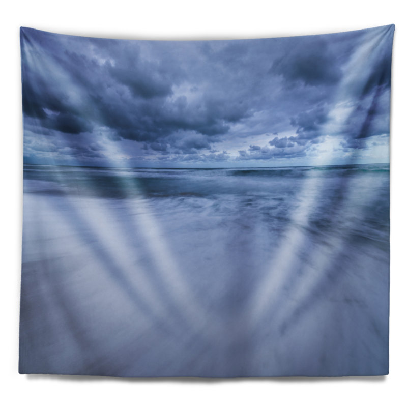 Tapisserie seascape storm clouds over ocean, H 78 po x l 92 po