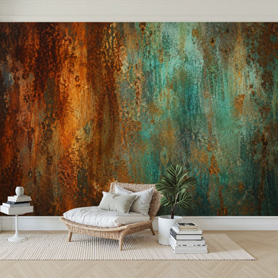 Wall Mural Peel and Stick Wallpaper Abstract Artwork Bold Earth Tones Rustic Design Self-Adhesive Removable Contact Paper Wall Decor for Living Room Bedroom 100"H x 144"W