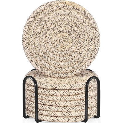 Ensemble de sous-verres à boisson avec support en coton tissé absorbant pour sous-verres pour la maison