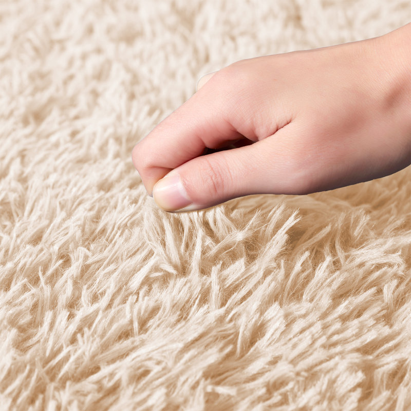 Round Solid Colour Shag 120cm X 120cm Area Rug