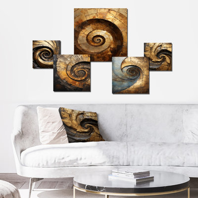 Pugh - Abstract Spirals Wall Art Set Of 5