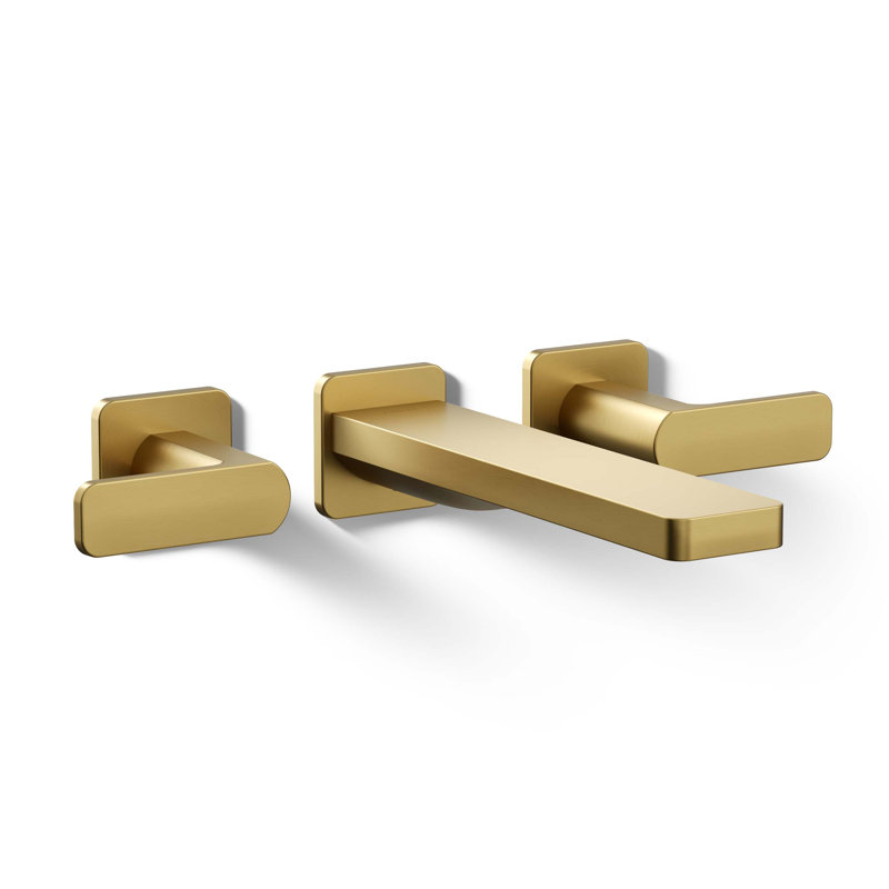 Parallel Wall Mount Bath Filler Trim, Vibrant Brushed Moderne Brass