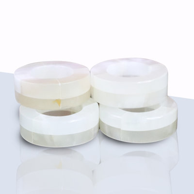 Round Marble Napkin Rings, Light Green Pattern, Set Of 4, Natural Stone Table Decor