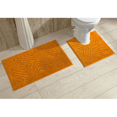 Ensemble de tapis de bain lavable à la machine 2 pièces Bonita (tapis de salle de bain rectangulaire et tapis profilé en U)