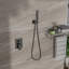 Double système de douche mural à fixation murale 10 po avec valve Roughin, noir mat-126618616