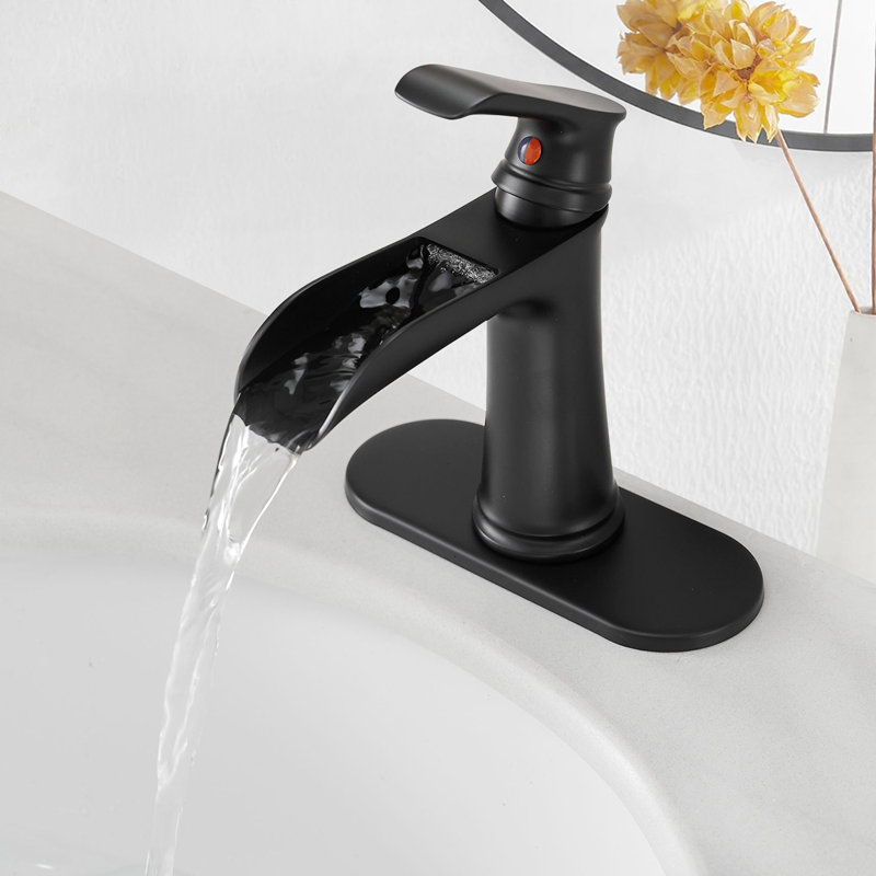 Single-Hole Single-handle Bathroom Faucet with Drain Assembly, Matte Black