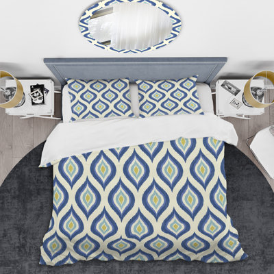 Blue Abstract Geometric Polyester Geometric Shapes Duvet Cover