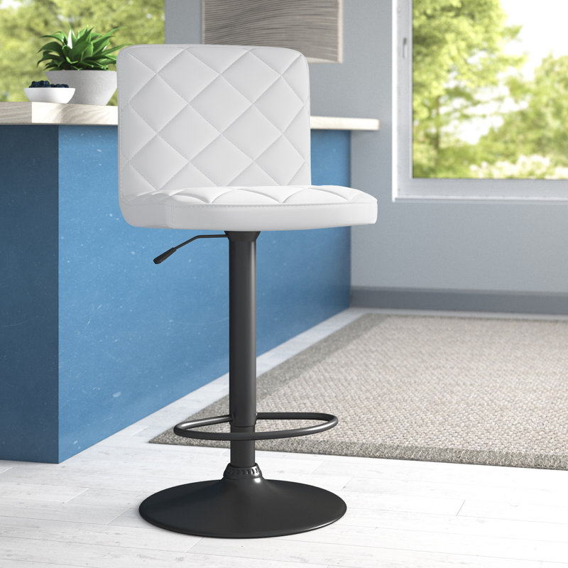 Tabouret de bar rotatif 24 po Duval, Noir, Simili cuir blanc