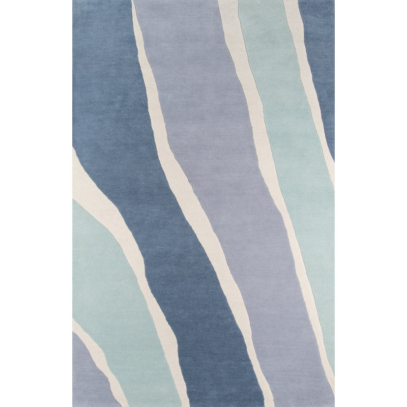 Tapis bleu en laine touffeté à la main Sorbet, Rectangle 5 pi x 8 pi