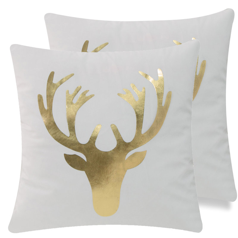 Christmas Gold And Silver Microsuede Pillow Cover, Gold