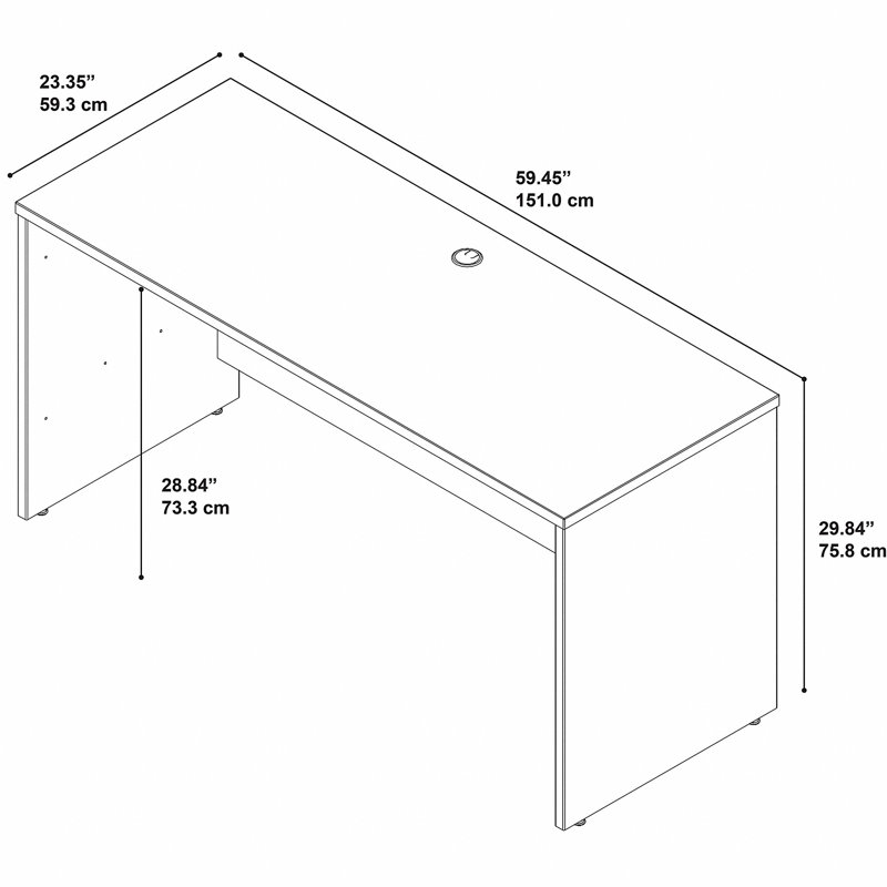 Coquille de bureau Series C, H 29,84 po x l 59,45 po x P 23,35 po