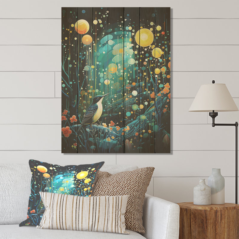 Fleur, sérénité, nuit étoilée, impression sur bois, H 20 po x l 10 po