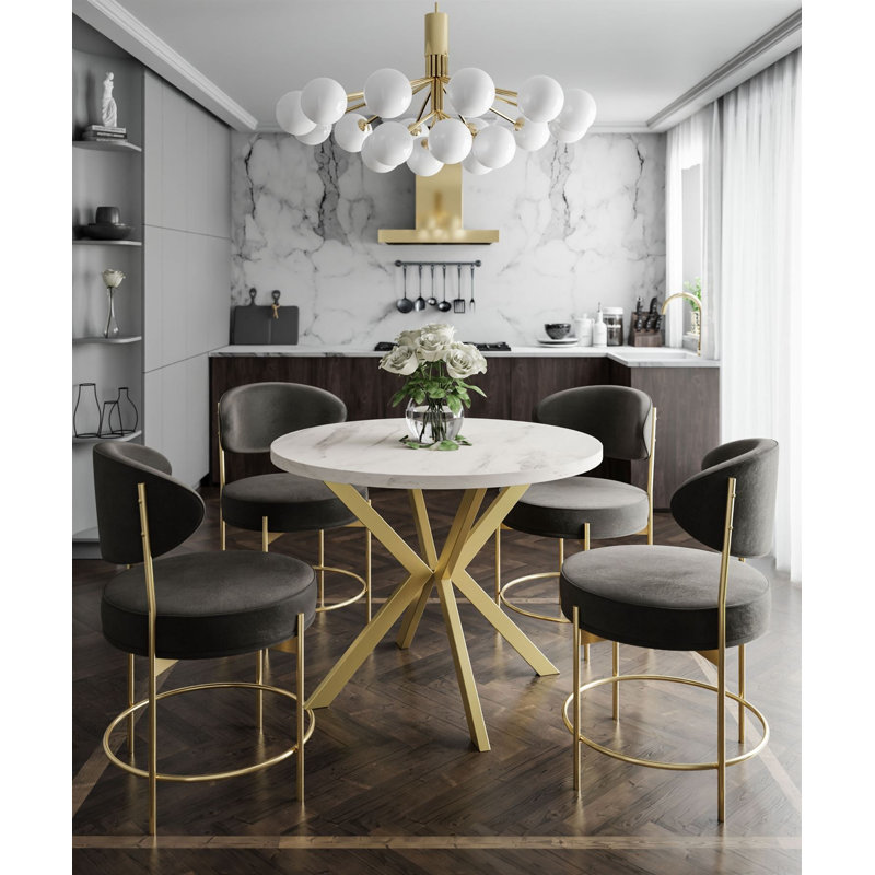 Amary Round Dining Table, 76 H x 100 L x 176 W cm, White